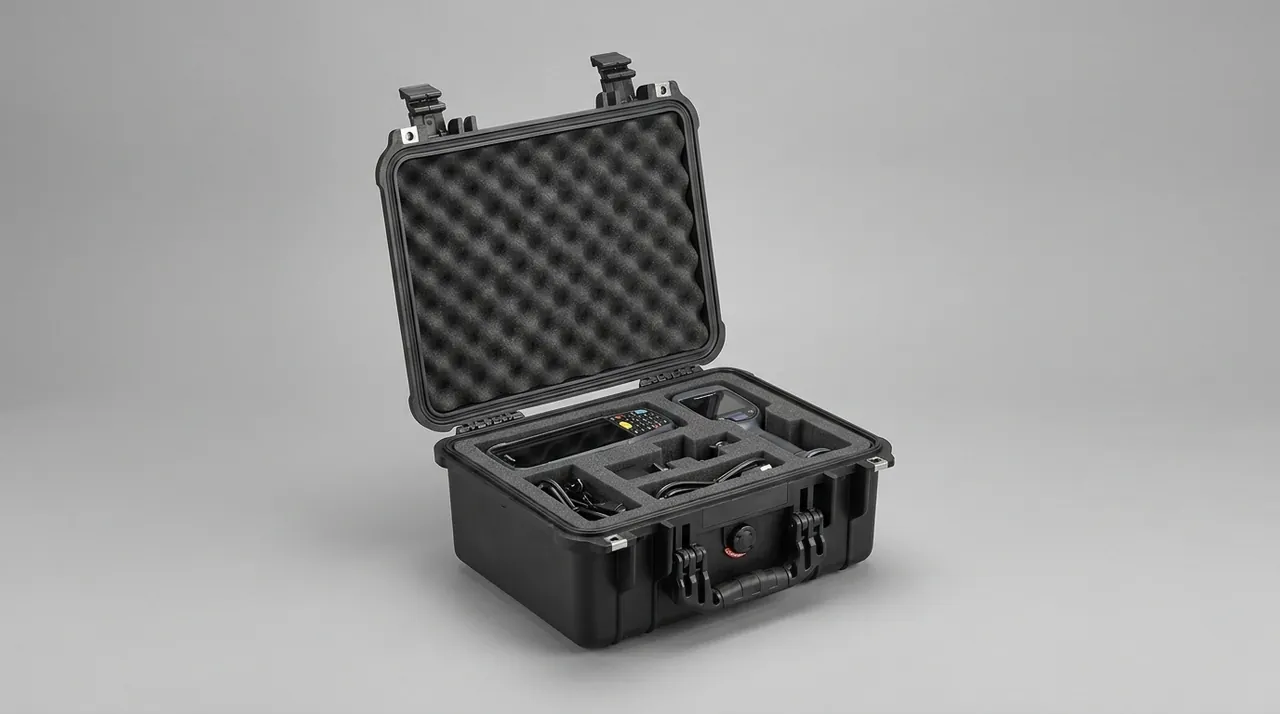 Avionics and controllers loaded into divided compartments of a hard equipment case