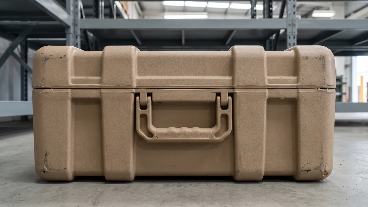 Custom airdrop case used in the Why Rotomolded Shells Suit Airdrop Duty stage for airdrop case