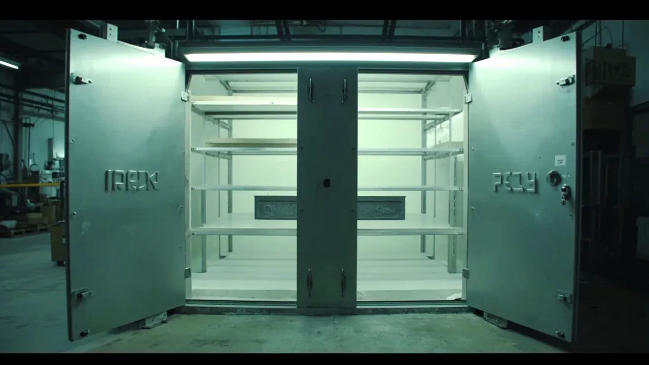 Cabinet doors open showing shelves, case open showing foam dividers