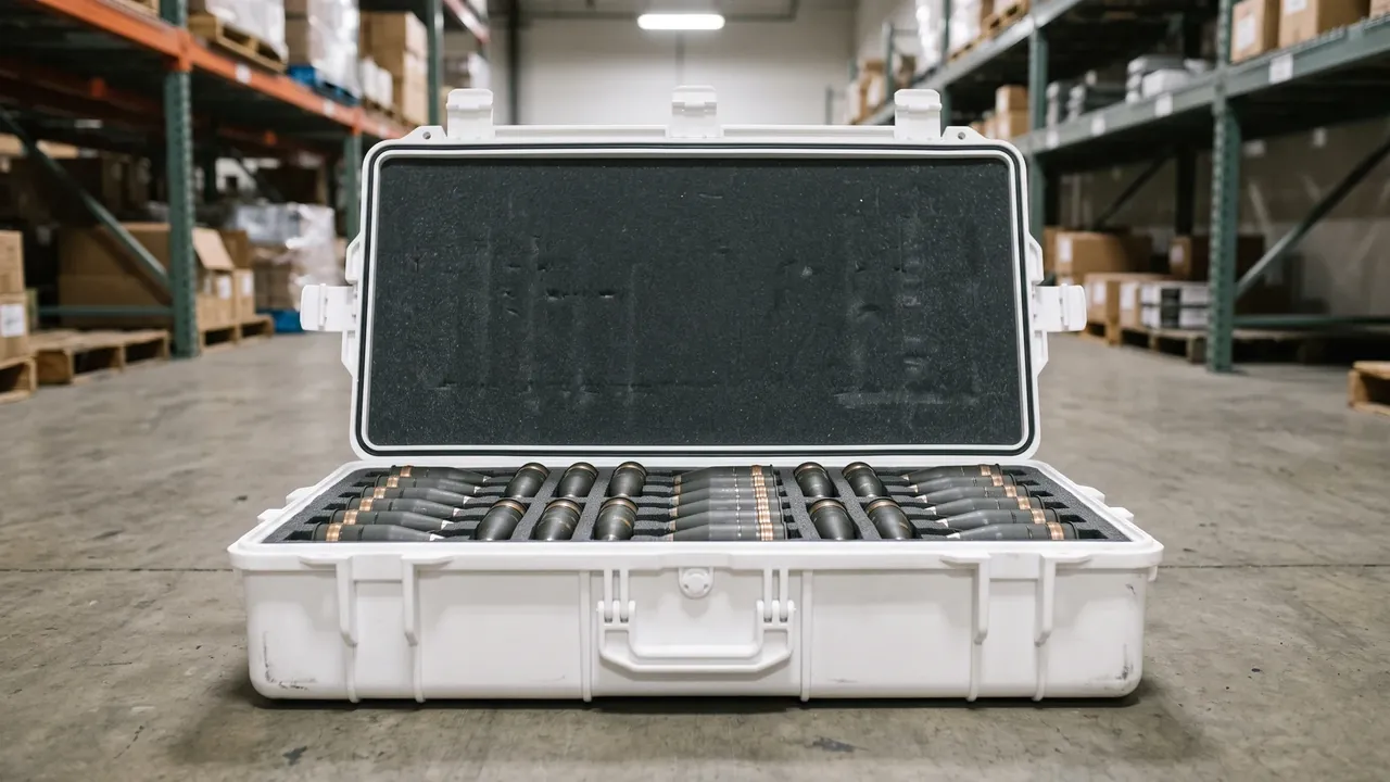 Custom artillery shell case used in the Lifting Lugs and Forklift Interfaces stage for heavy ordnance storage box