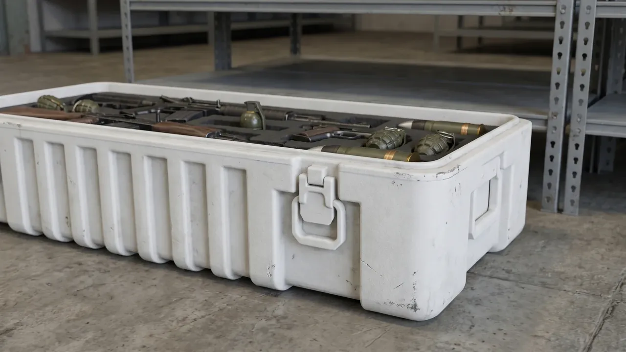Custom artillery shell case used in the Stacking Layers and Load Calculations stage for heavy ordnance storage box