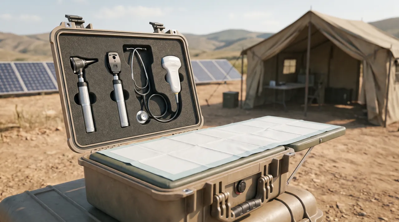 Grill and charcoal tools in a case