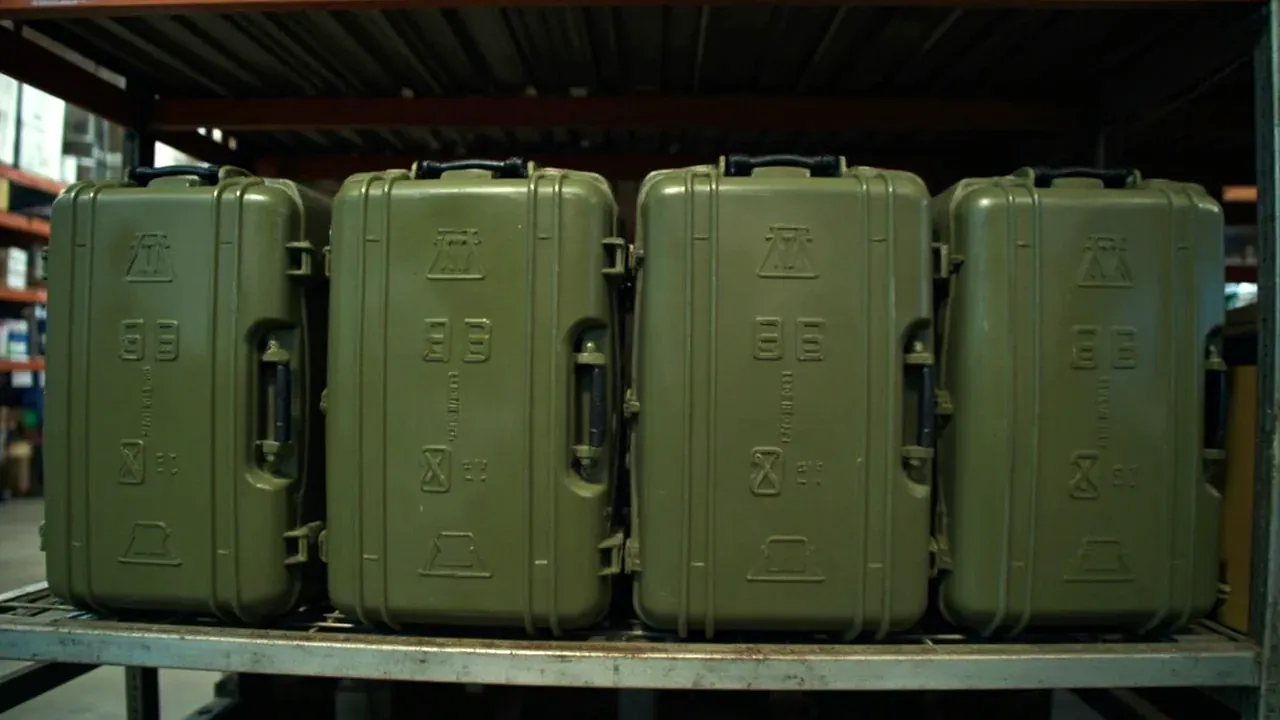 Olive cases side by side on a store shelf