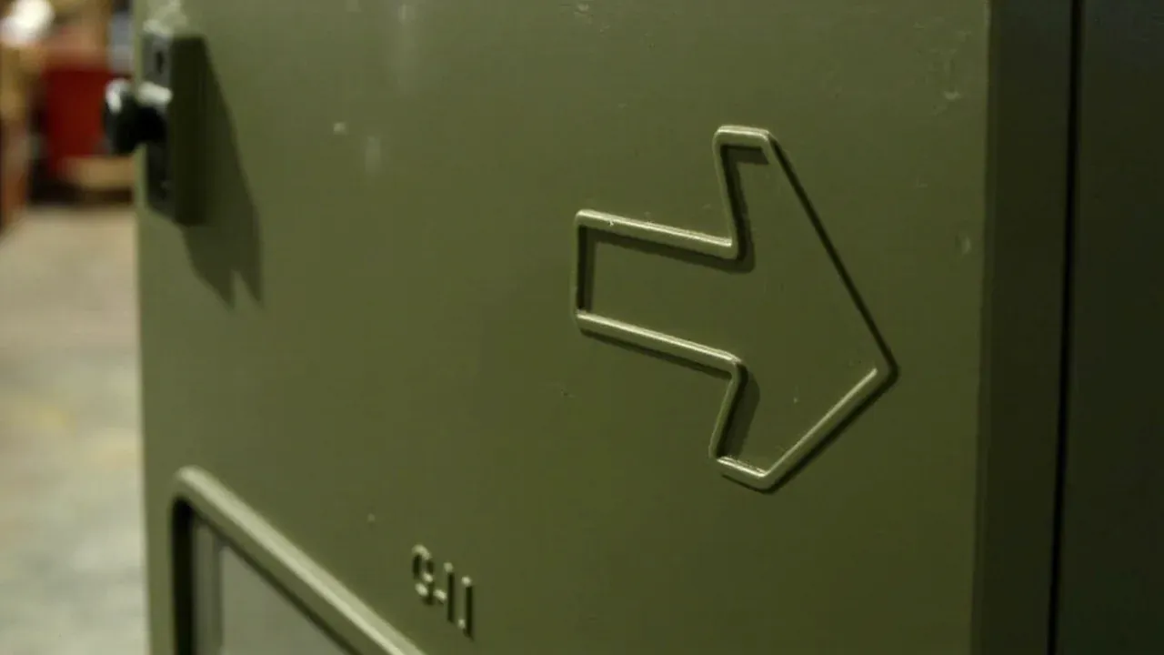 Moulded arrow and a blank label recess