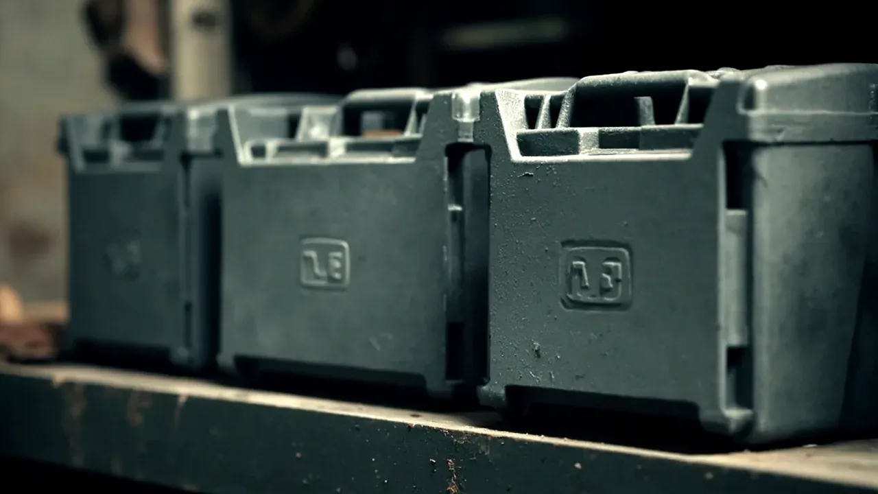 Three closed cases on a workshop shelf