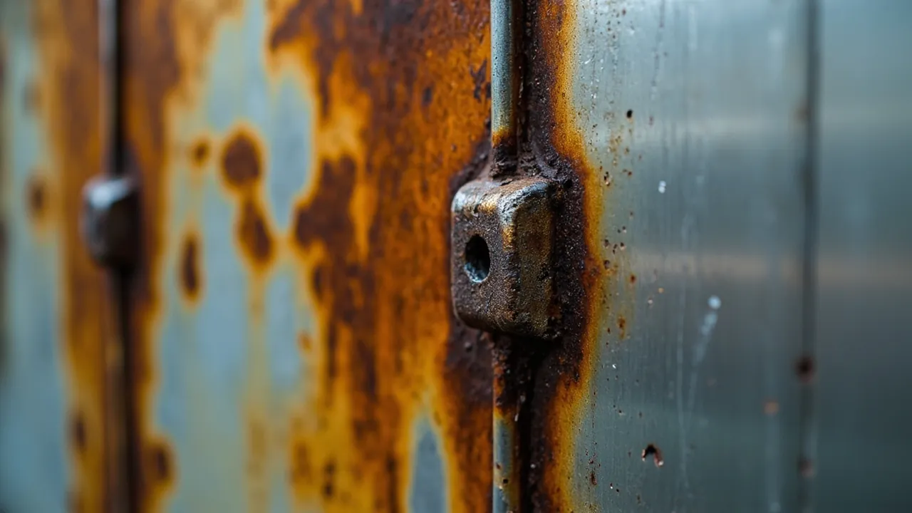 Rusted steel versus clean stainless enclosure after salt spray