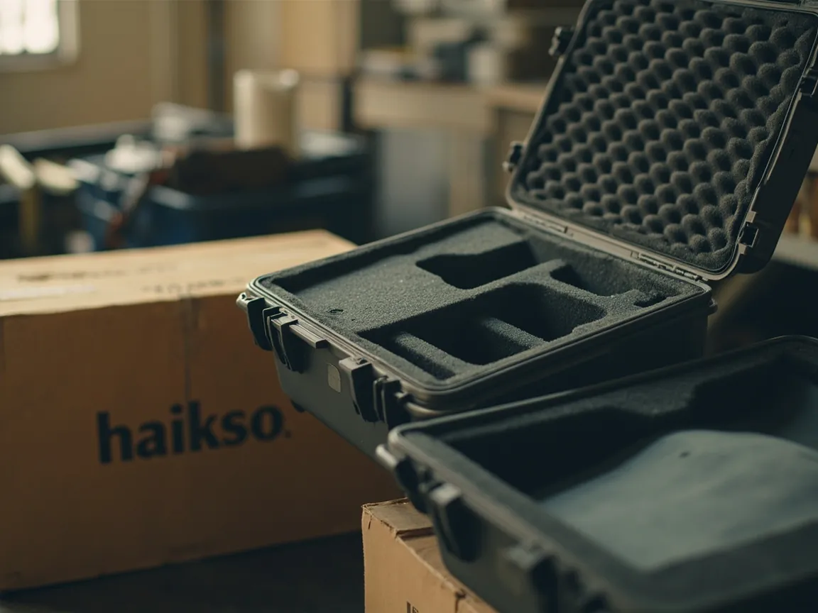 Custom-cut cases stacked on a transport pallet under cushioning protection