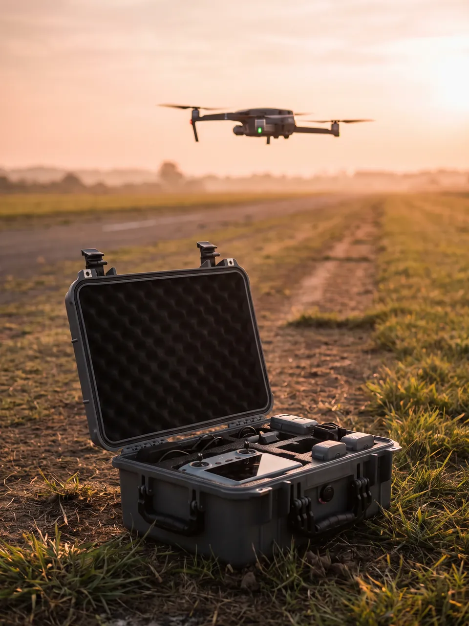 Aerial photography and video-link equipment stored with custom lining