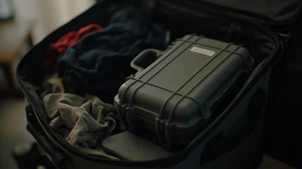 Drone case packed inside a checked suitcase