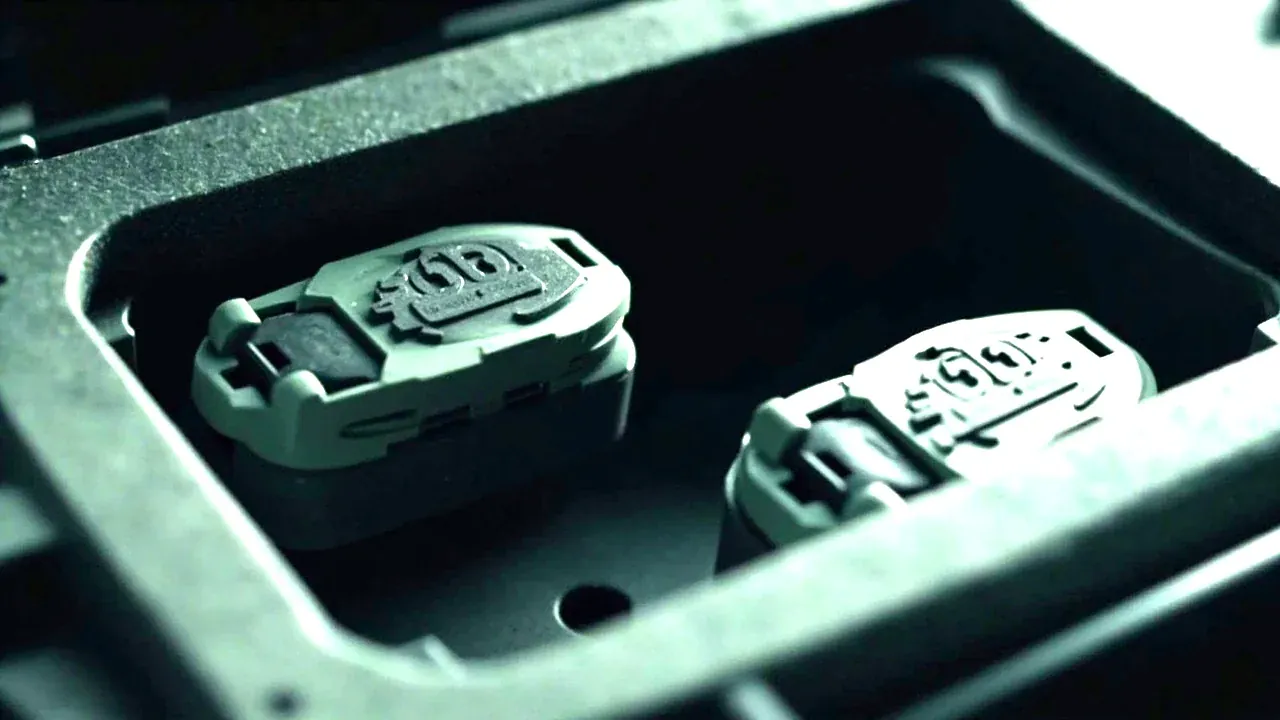 Close-up of a battery compartment in a drone case with two batteries in separate pockets