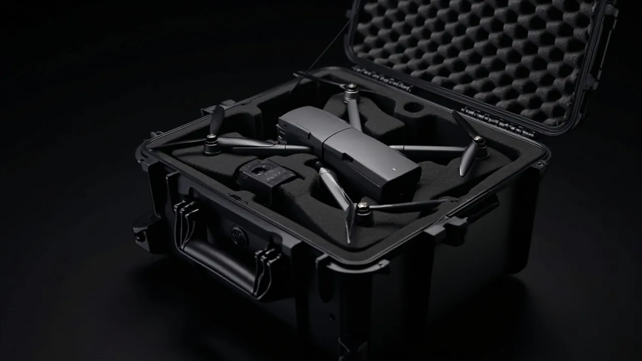Field carrying drone case over shoulder