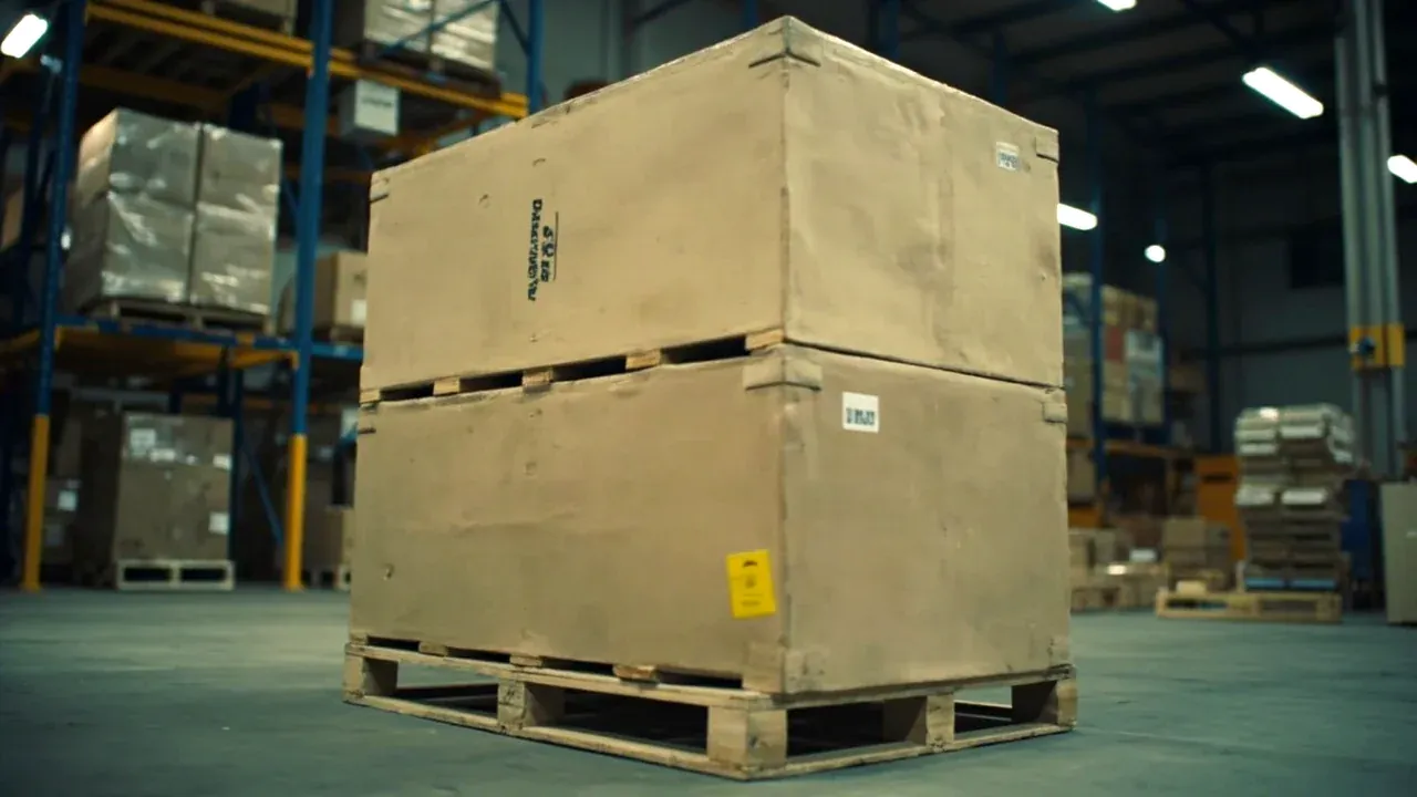 Two cases stacked on a pallet for transport