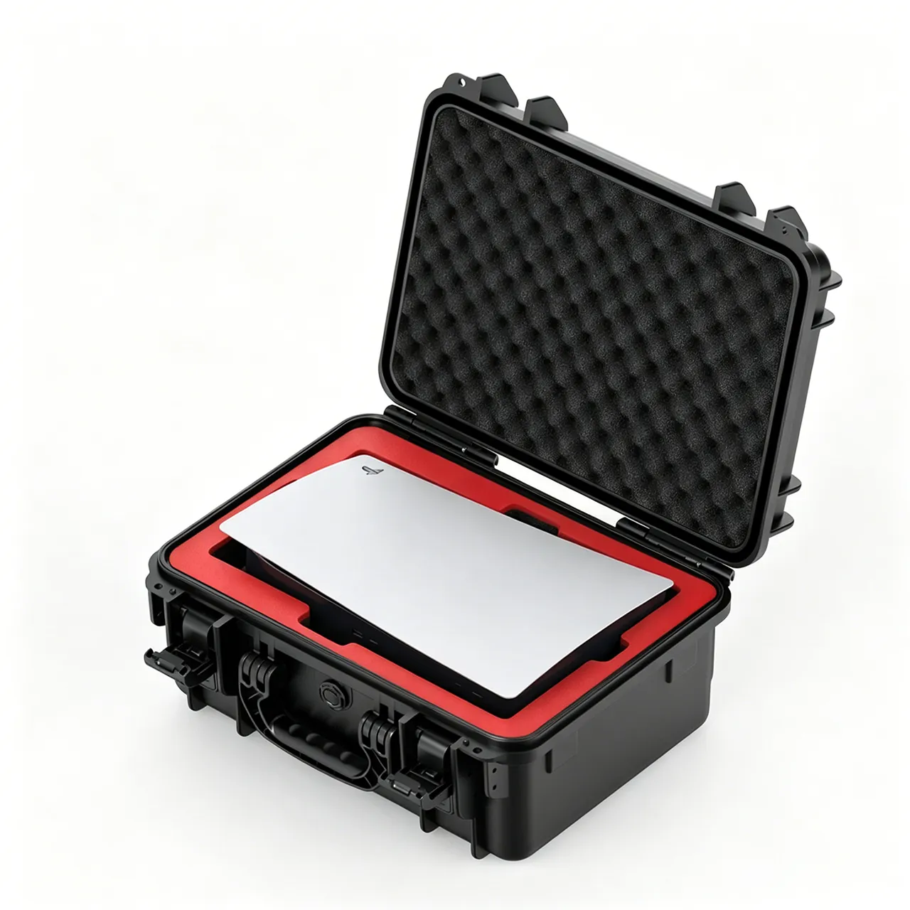 Compartmented insert holding encoders and door-operator small parts, each pocket numbered