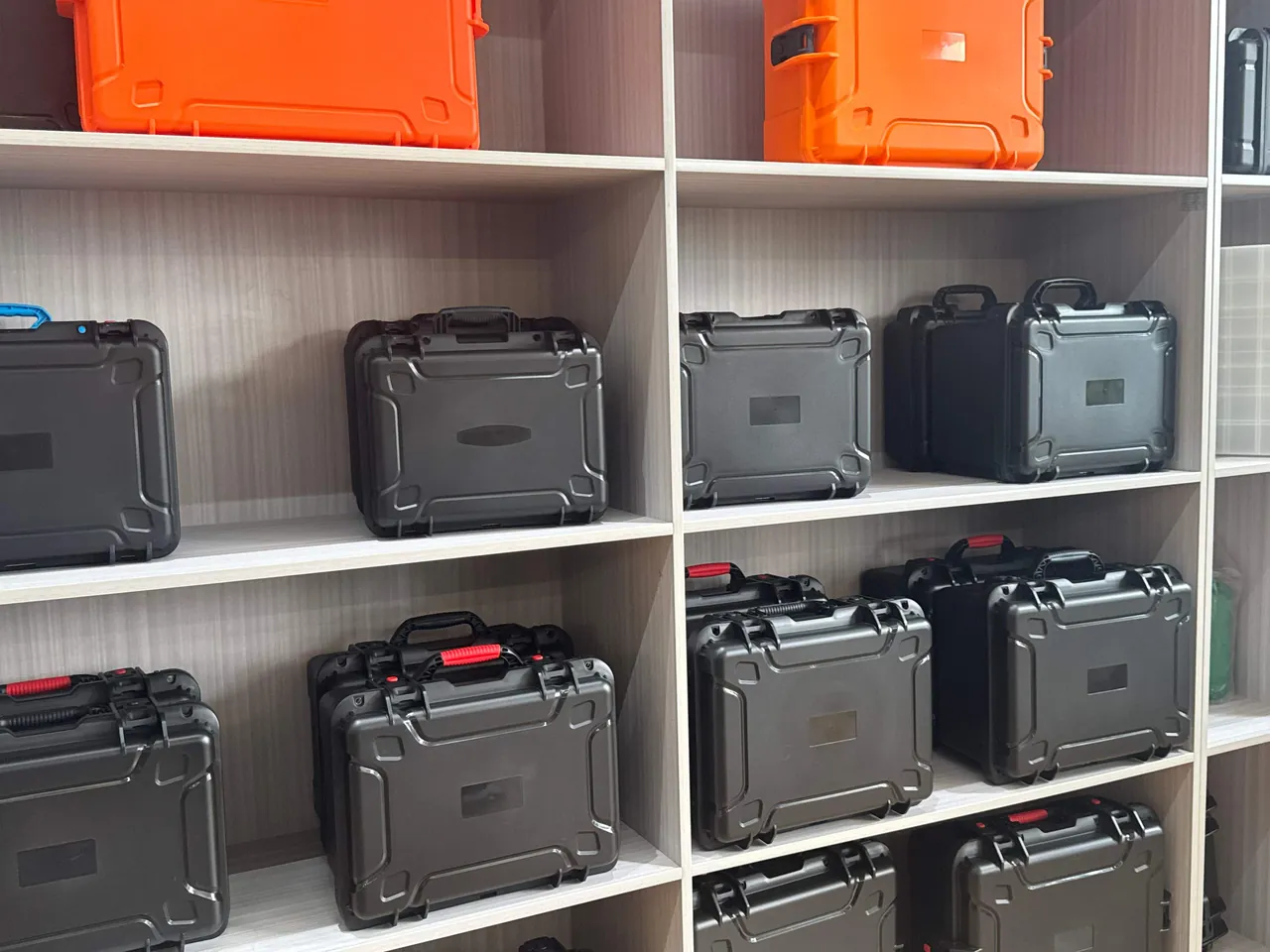 A module transport case undergoing temperature cycling and humidity logging in a controlled environmental chamber