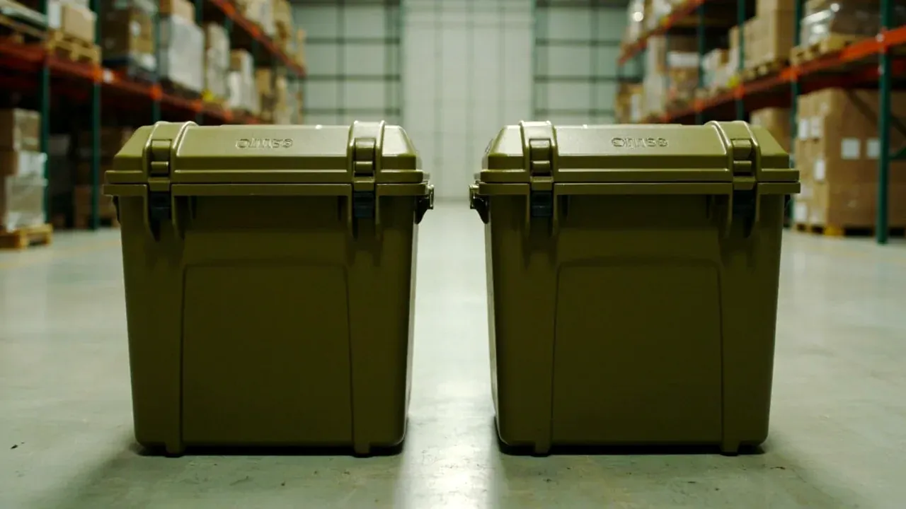 Two cases side by side in a storage room