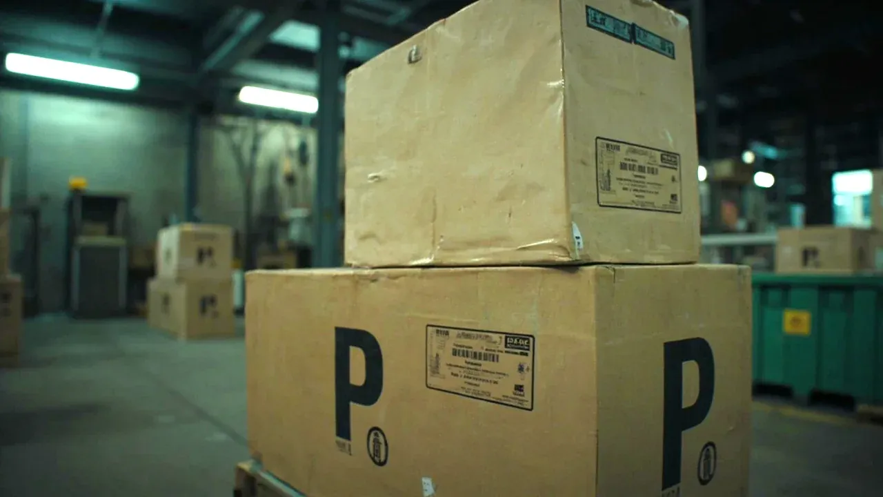 The container under a stack test with two loaded cases above