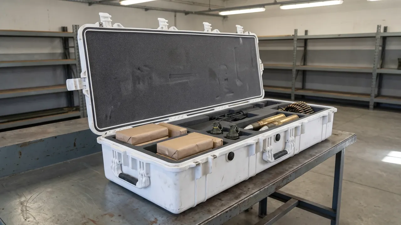 Custom explosive storage case used in the The Design Logic of Blast Mitigation and Pressure-Relief Openings stage for compliant storage box