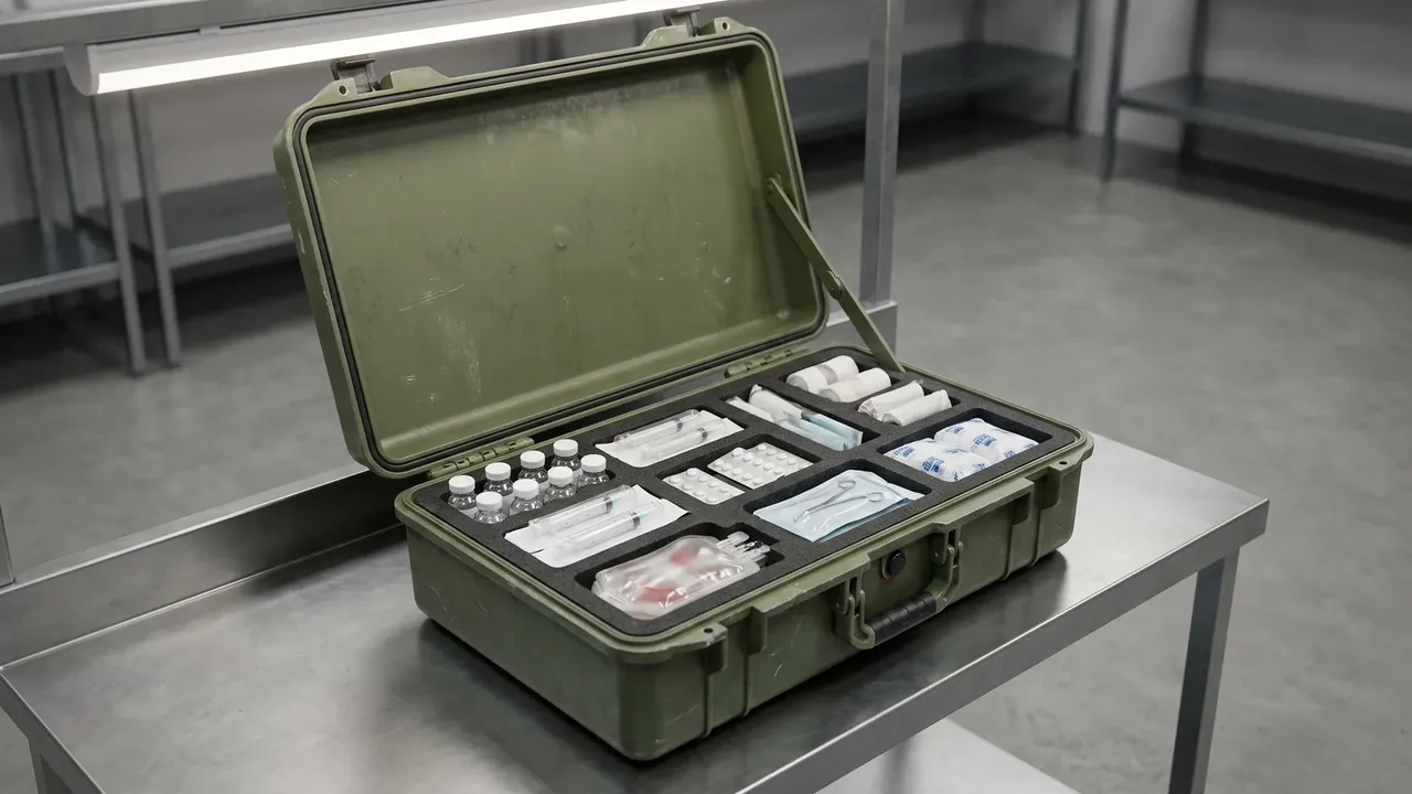 Custom war reserve supplies case used in the Shell Materials: Choosing Between ABS, PP, and Aluminium stage for field camp case