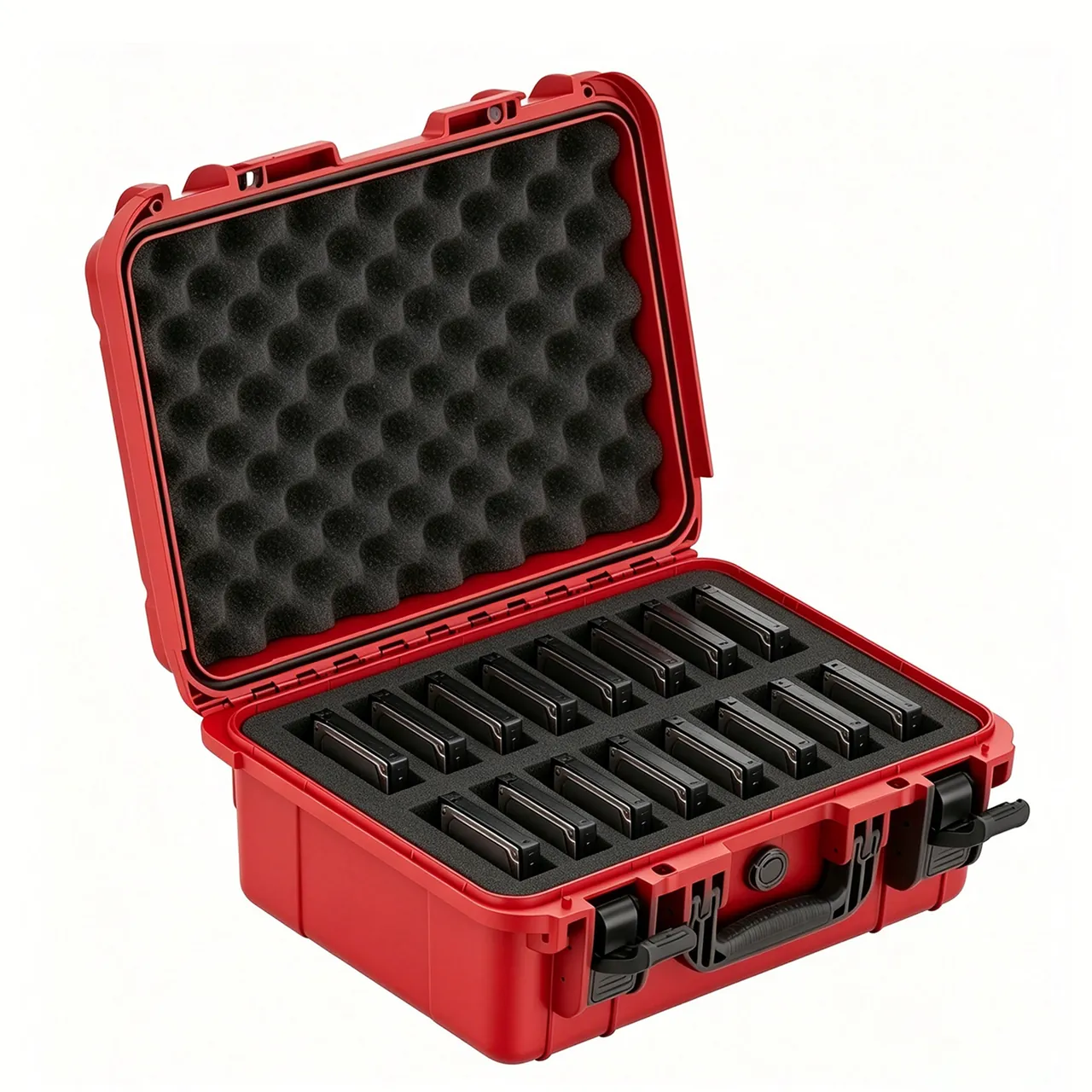 AVR module and controller layered in ESD-safe inserts with the display facing inward under a soft overlay and caps over the terminal blocks