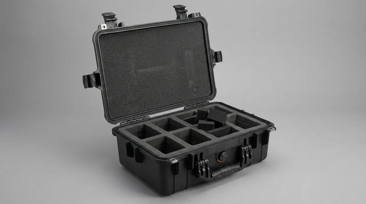 Hardware Toolboxes & Power/Manual/Repair Tool Boxes neatly arranged inside a protective case on the work site