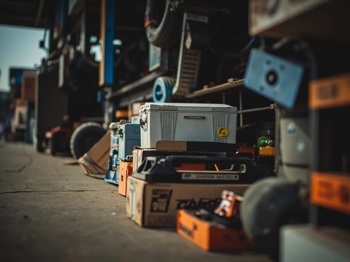 multiple Hardware Toolboxes & Power/Manual/Repair Tool Boxes stored in a standard protective case awaiting transit