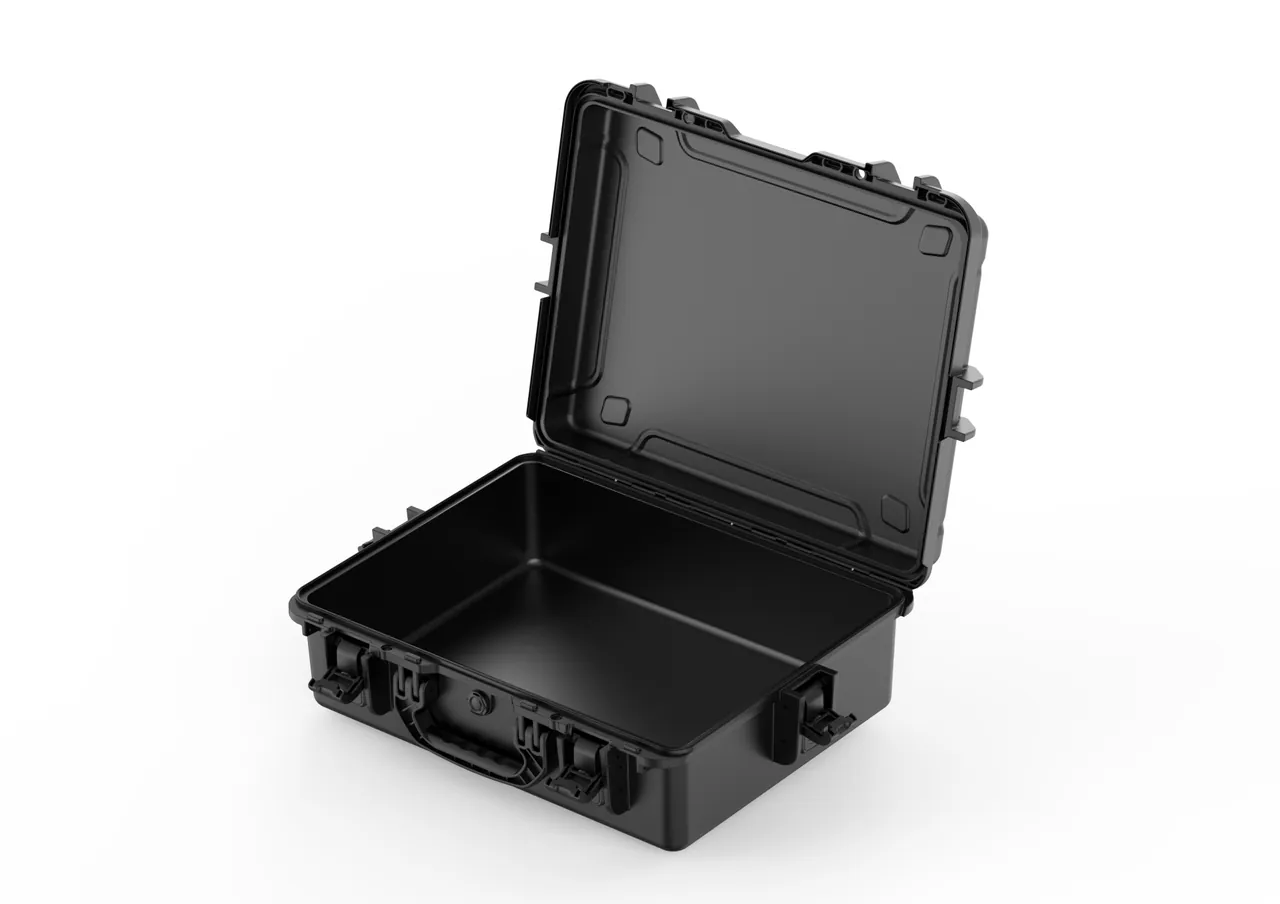 Main board and display module sealed in ESD shielding bags inside compartmented foam, with transit bolts limiting compressor movement