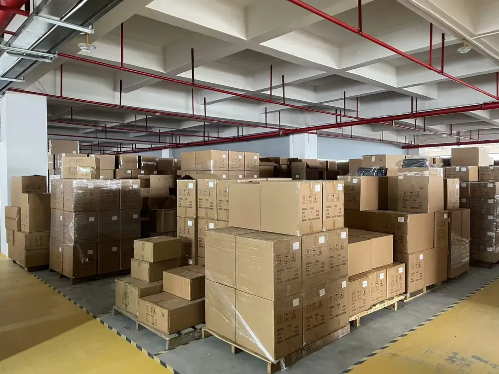 Warehouse storage of finished cases awaiting dispatch Warehouse storage of finished cases awaiting dispatch