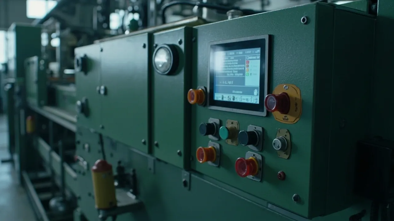 Waterproof control box with buttons on industrial equipment