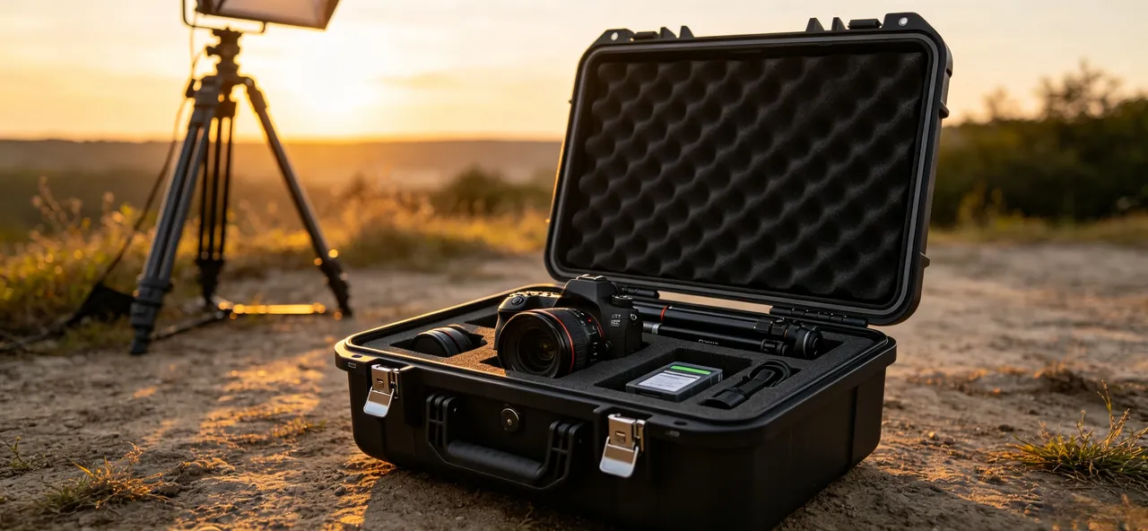 Custom drone and camera transport case used in the Specimen Preparation and Test Fixtures stage for protective case ISTA test
