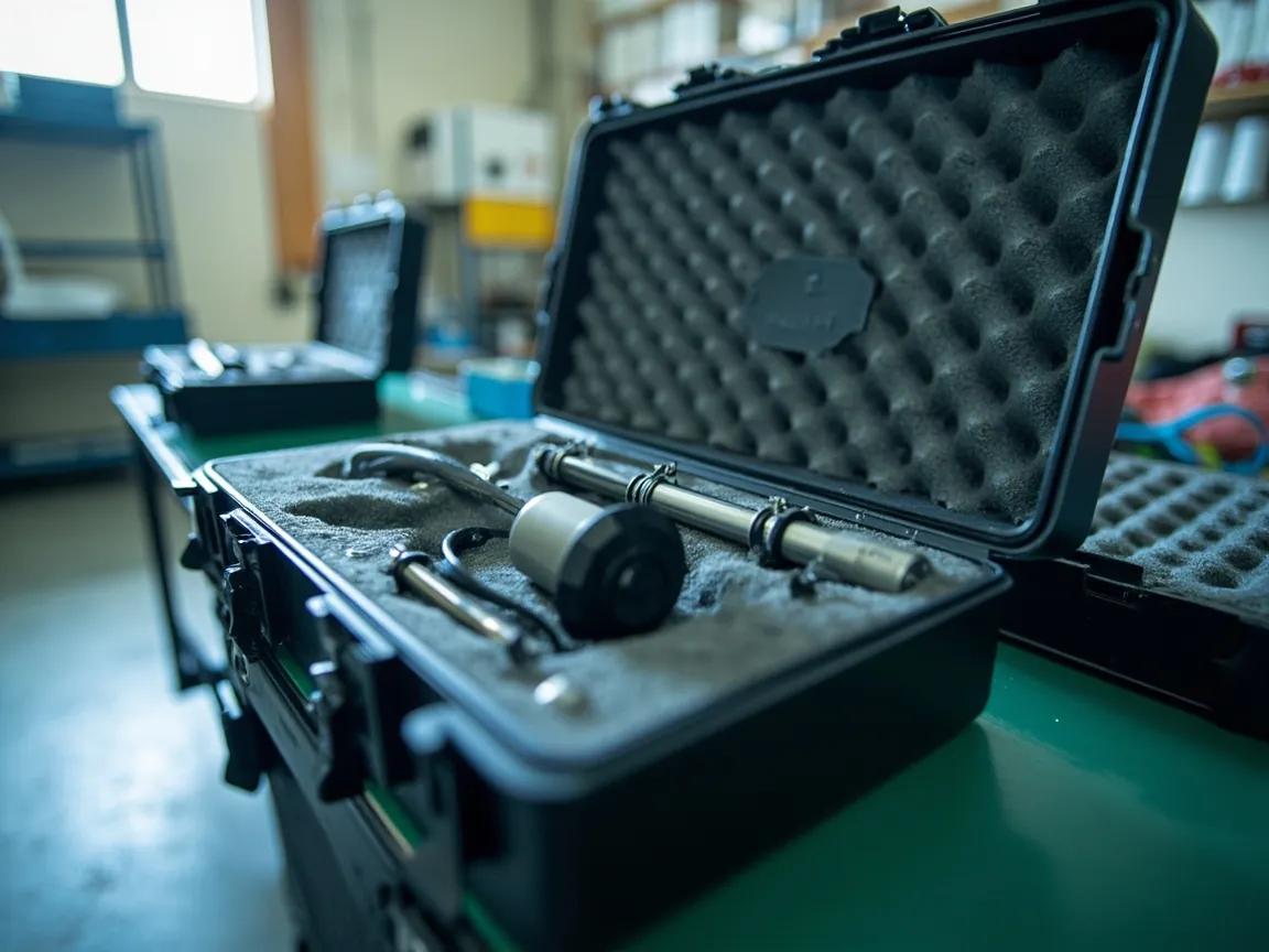 Instrument case being cleaned and inspected in a clean room