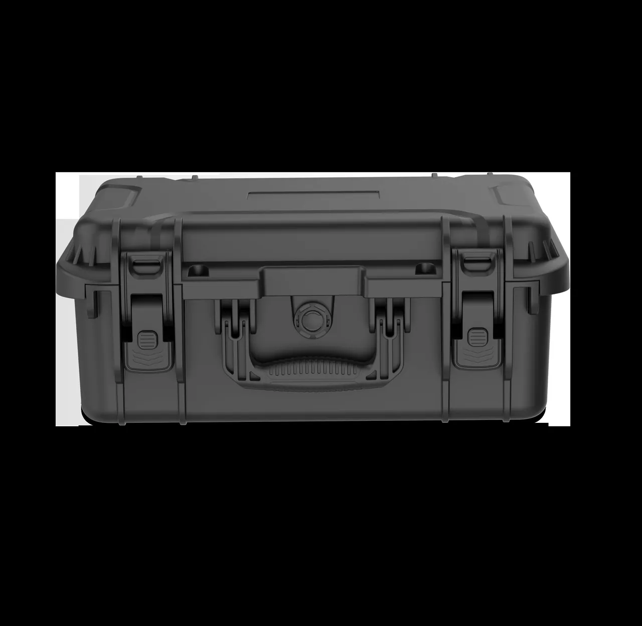 Stacked lab cases with interlocking corners secured for transit