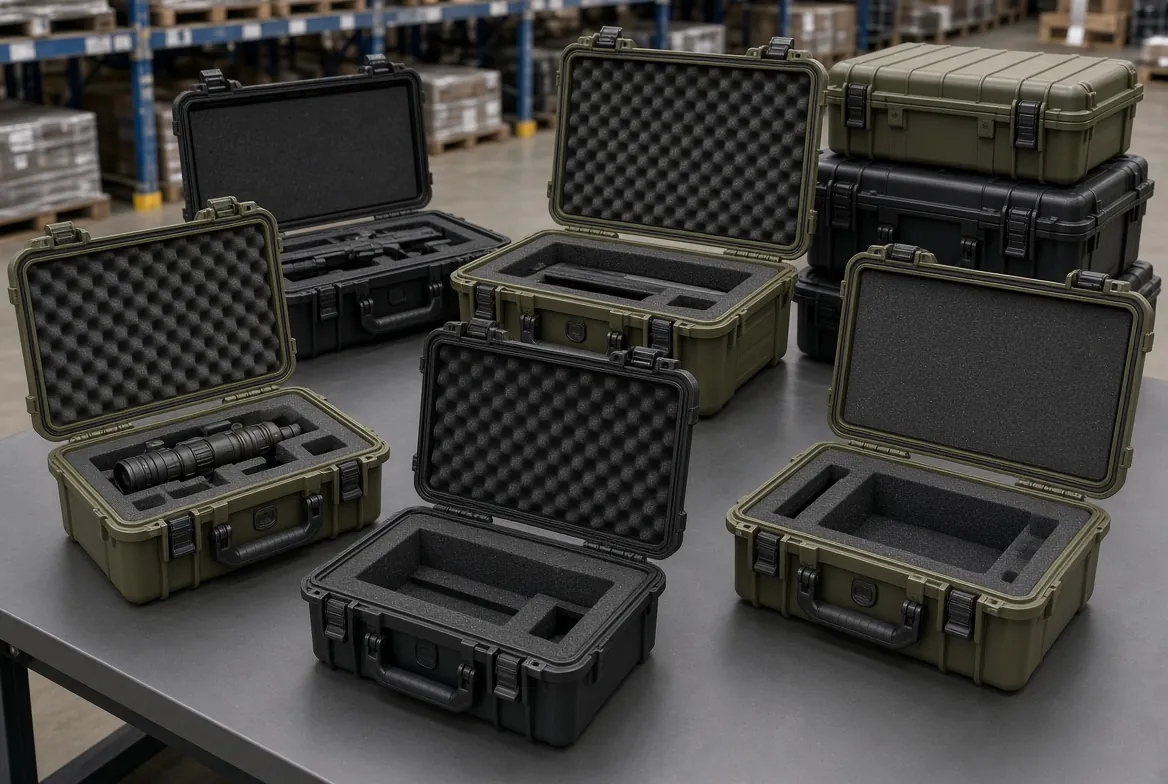Custom military supplies transport case used in the 7. Latches and Tamper-Evident Seals stage for laboratory sample transport case