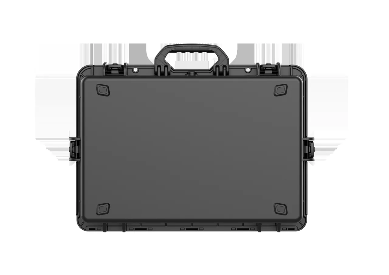 Leather goods store receipt scene with case cavities ordered to match display sequence and an accessory bay holding the slot mapping chart