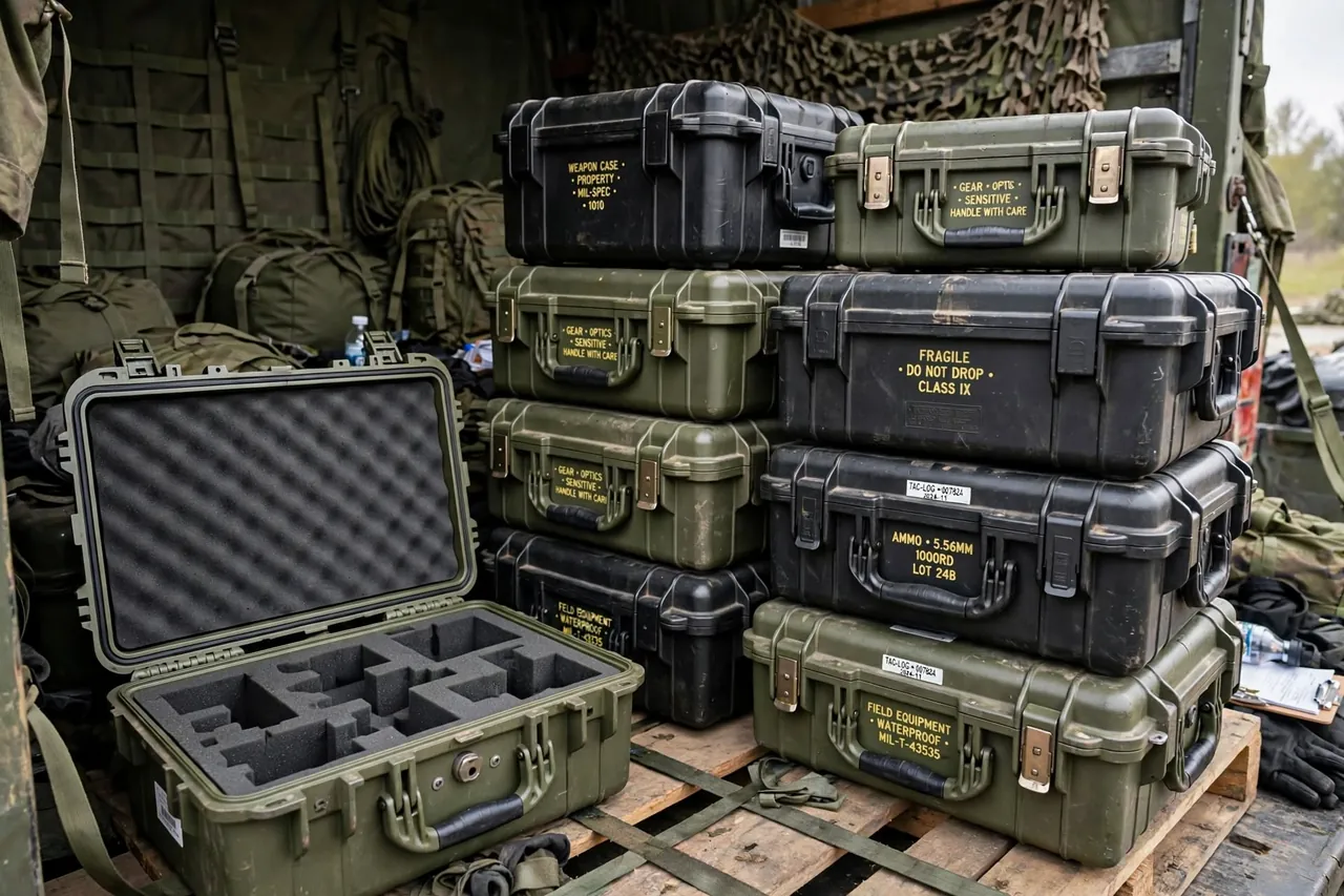 Custom military supplies transport case used in the 3. Composite Materials and Shell Selection stage for lightweight protective case