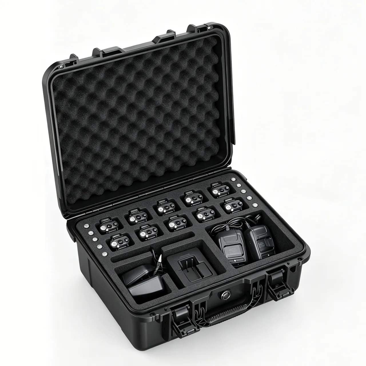 Custom protective case for Materials Testing Machine: hard shell with latches and handle