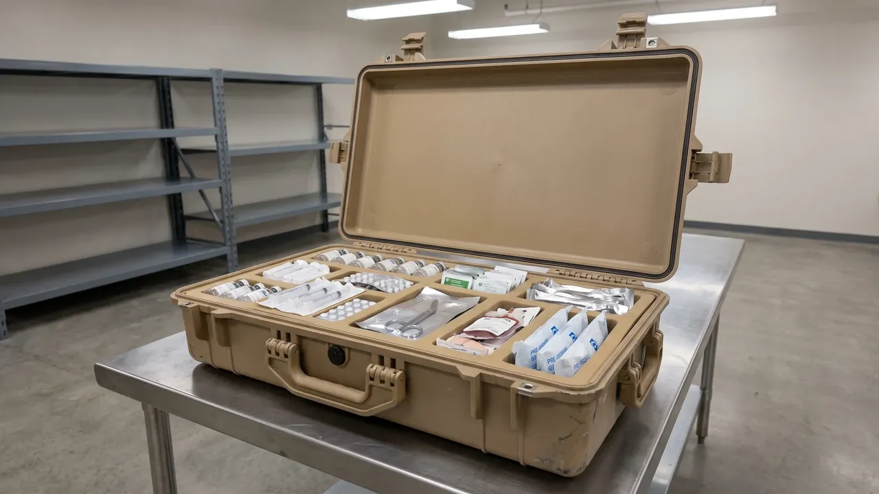 Custom first-aid case shell used in the Temperature Control: Insulation Layers and Phase-Change Modules stage for first aid kit case