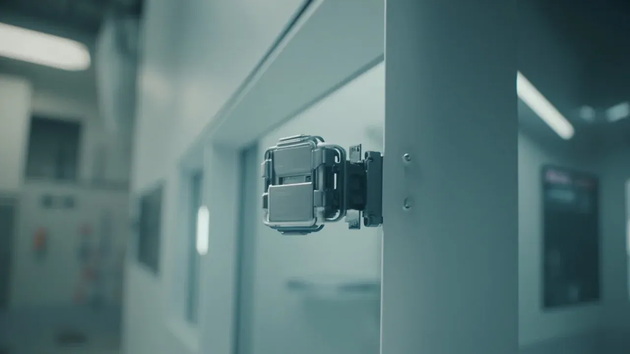 Close-up of a medical case wall mount bracket with the case clipped in place
