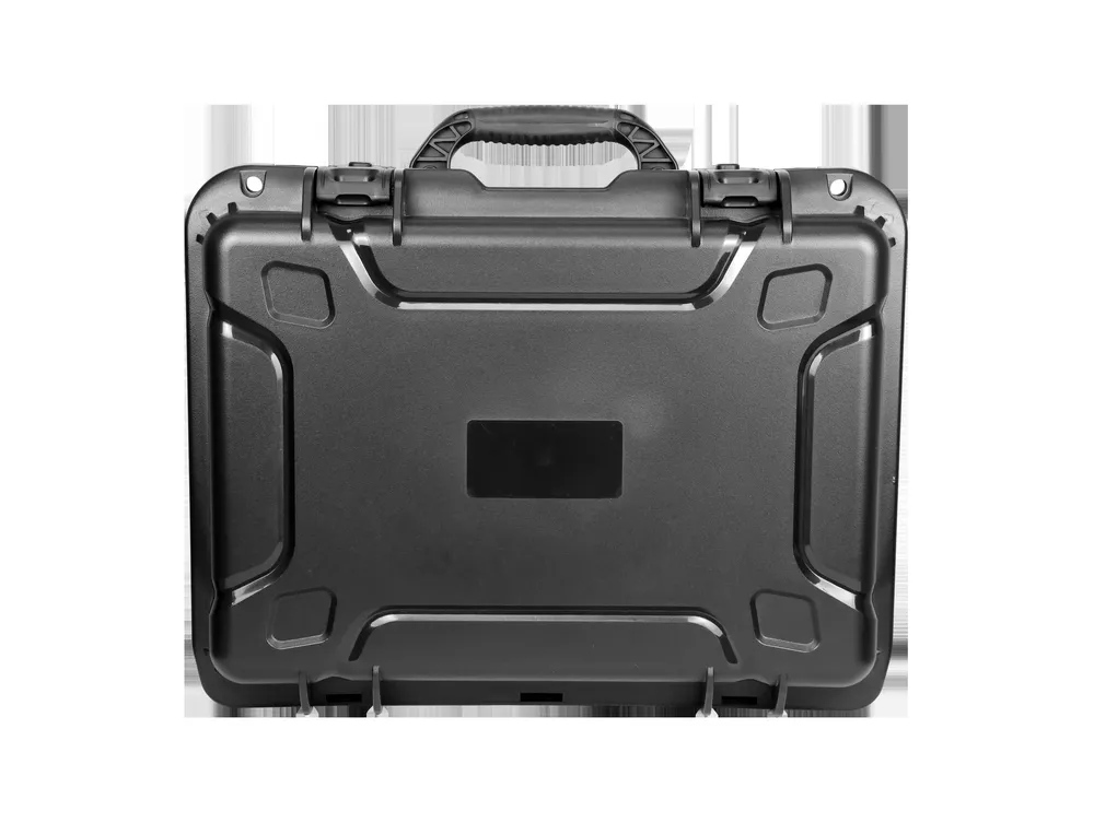 Heavy-duty protective case with reinforced corners and pressure equalization valve