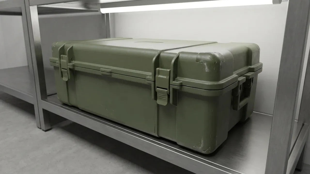 Custom military supplies case used in the Locks and Seals: Mechanical Locks, Padlocks, and Tamper Evidence stage for military box