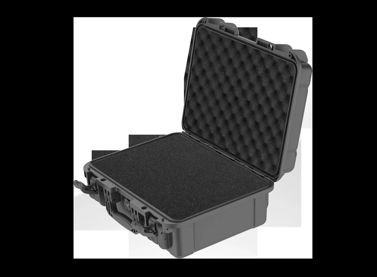 Lid open, egg-crate foam in the lid, one flat foam block in the base, the seal channel exposed around the rim