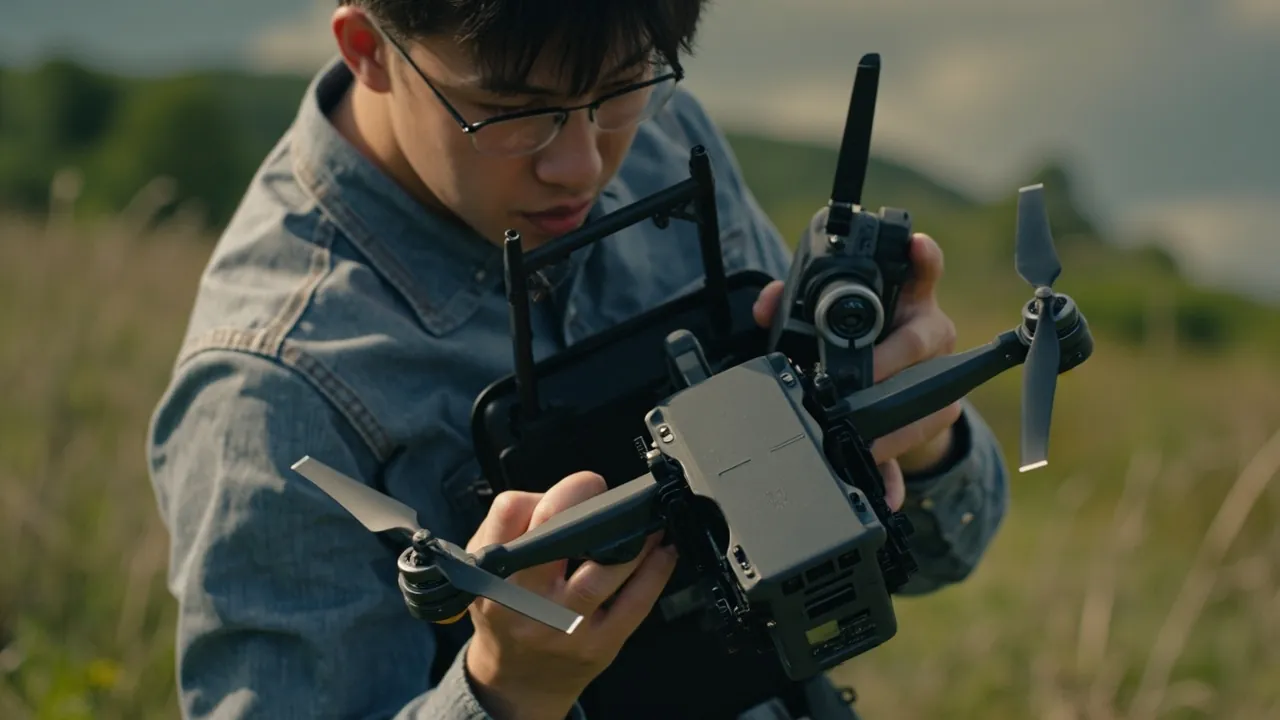 Case holding camera drone and radio equipment