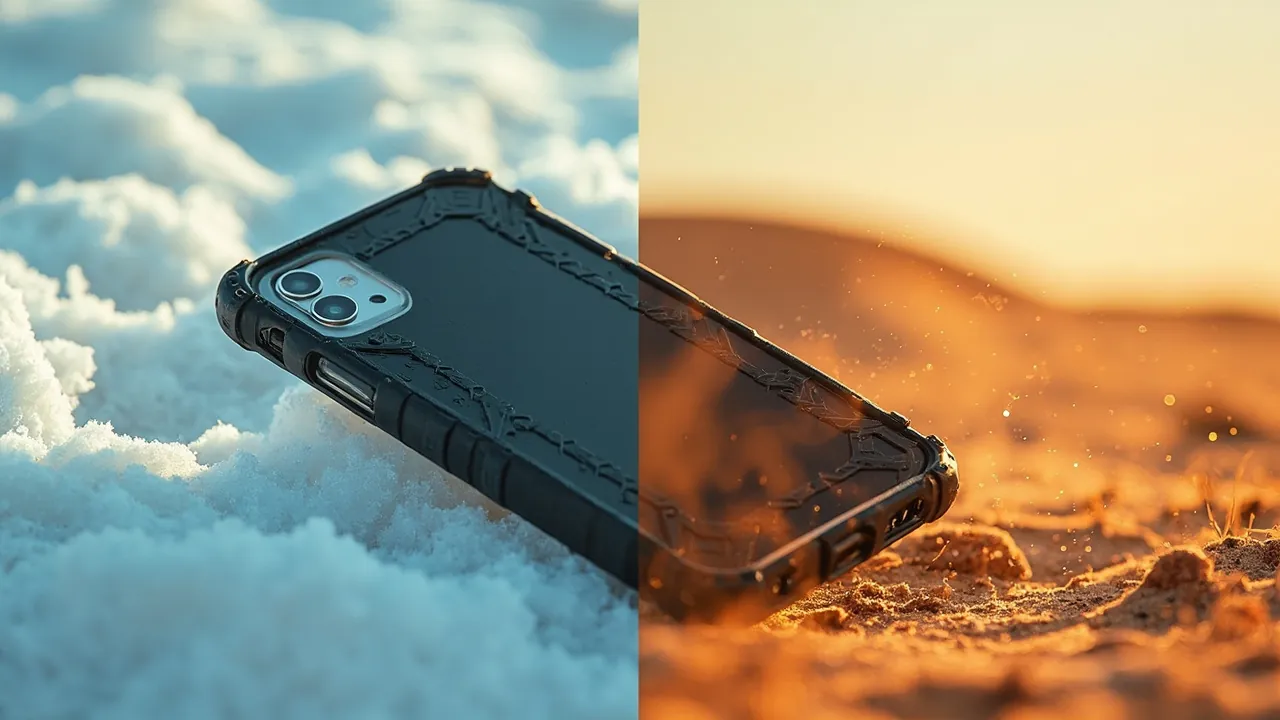Protective cases in snow and desert heat