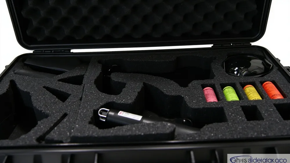 Custom foam compartments for a marker, mask and ammo pods in a case