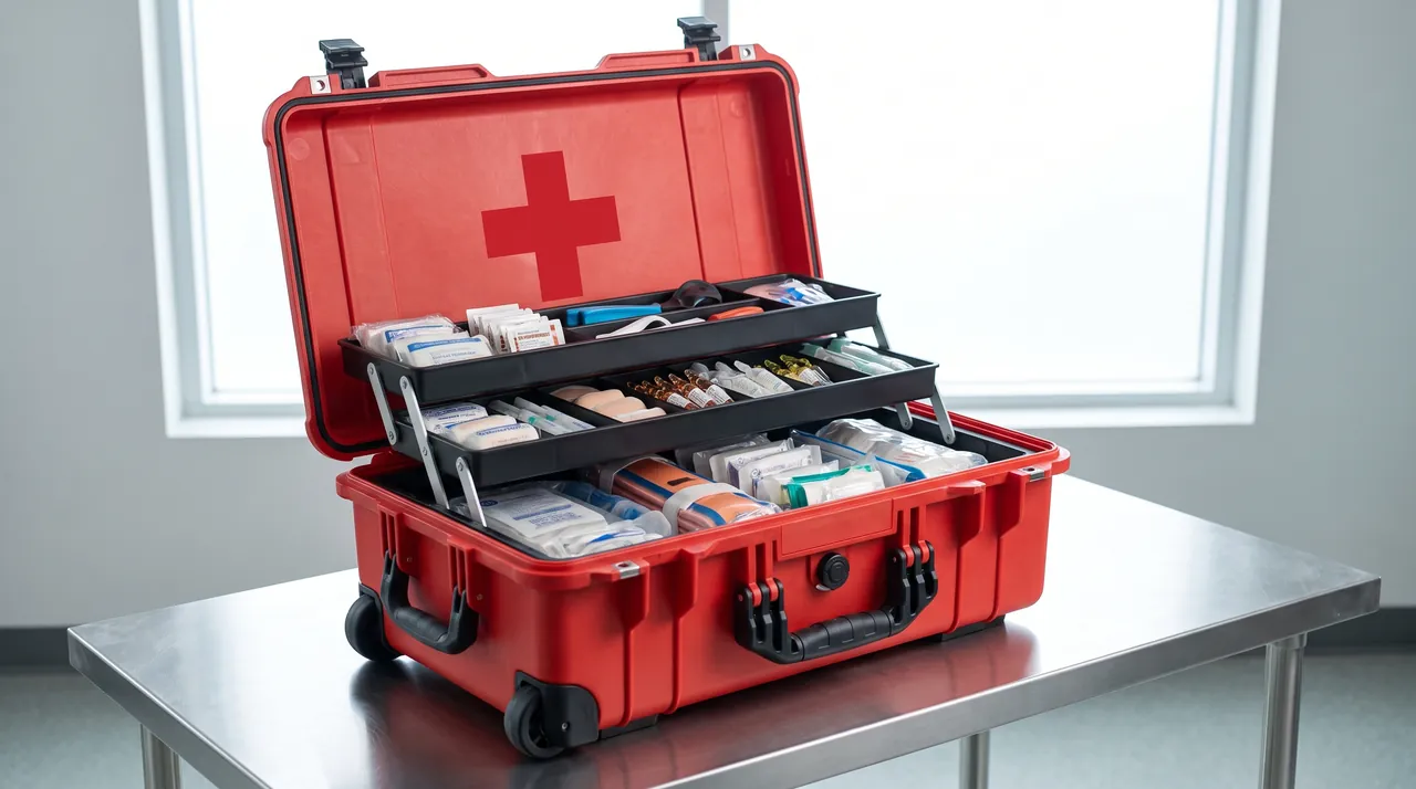 Custom protective case for Pharma Machinery Parts: hard shell with latches and handle