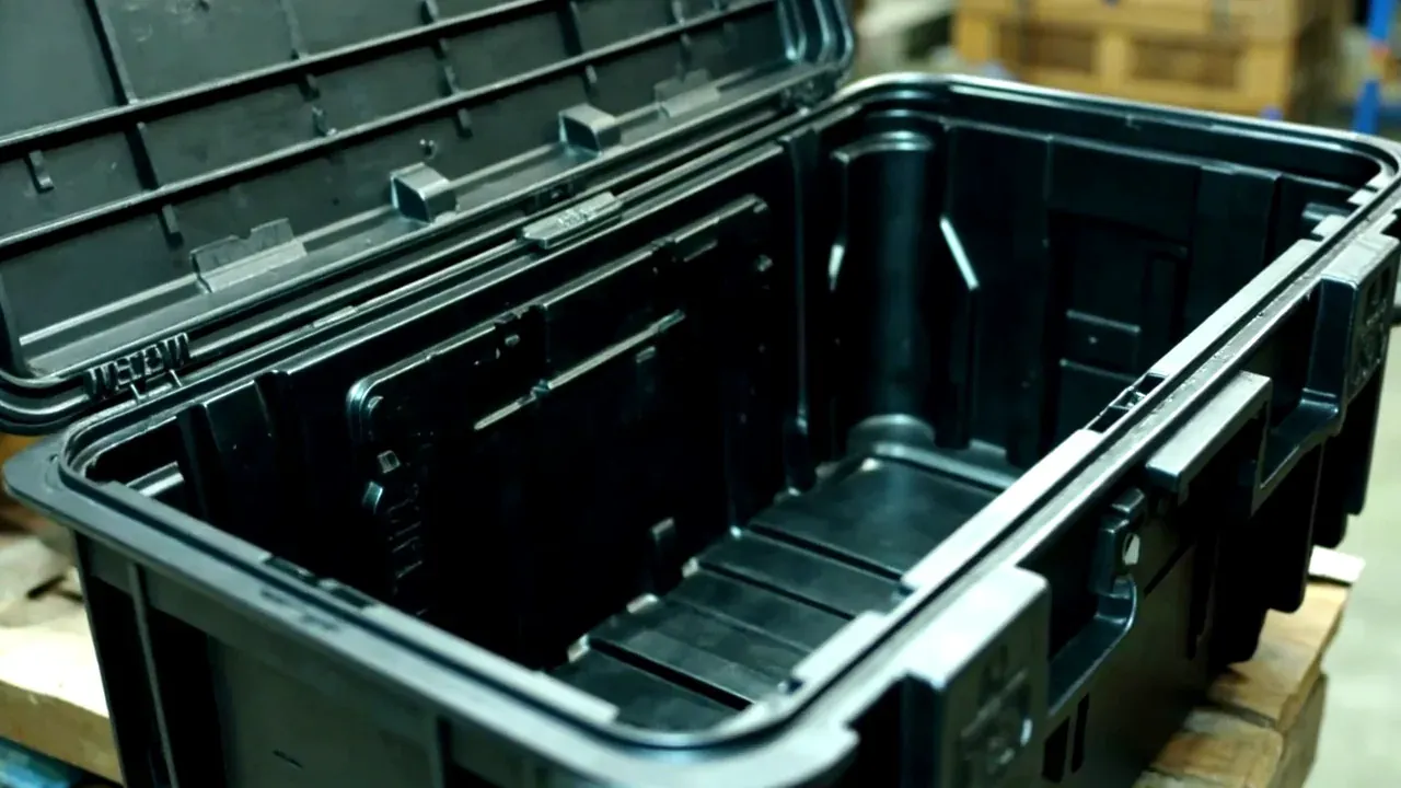 Twin wall and moulded ribs with the lid open