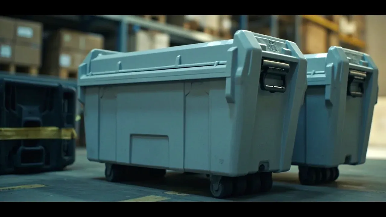 Two cases stacked, corner pads taking load