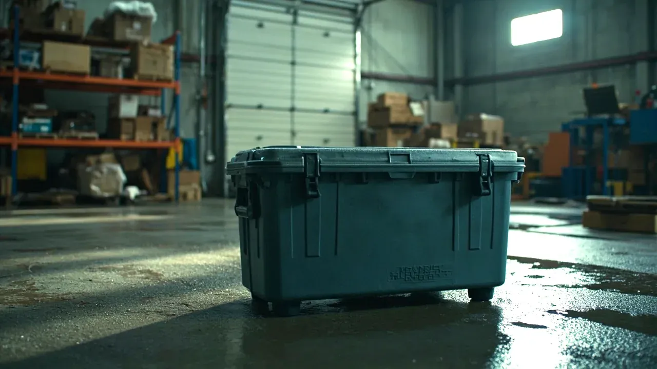 Closed case on a washdown bay floor