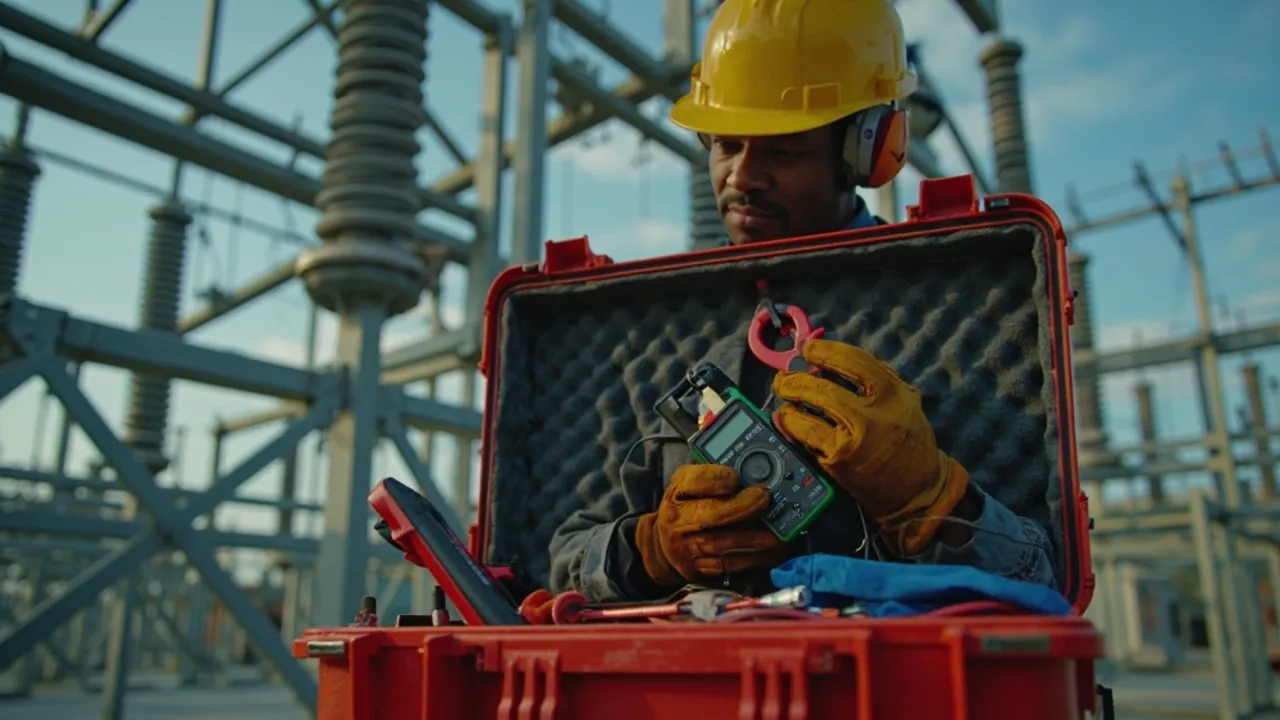 Inspection case open at power substation
