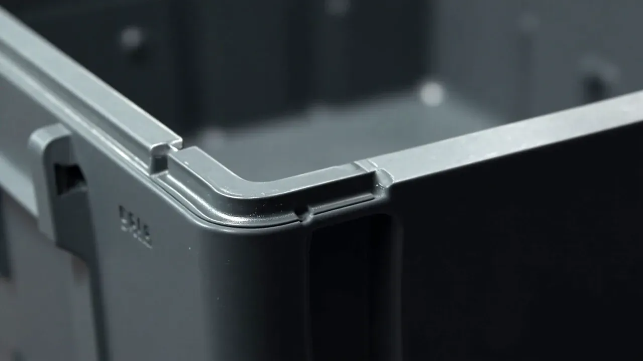 Cut section through a twin wall and rib