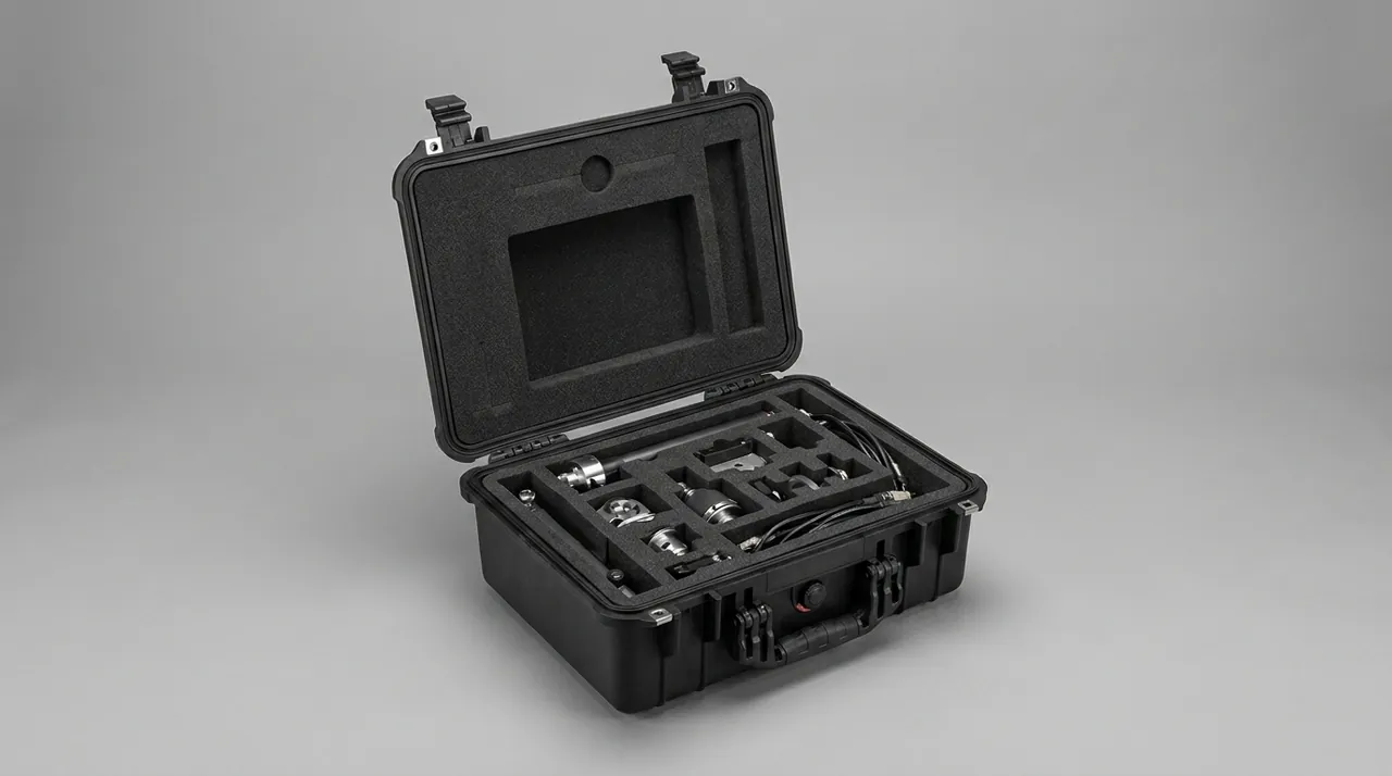 Custom protective case for Refinery Pump & Compressor Parts: hard shell with latches and handle